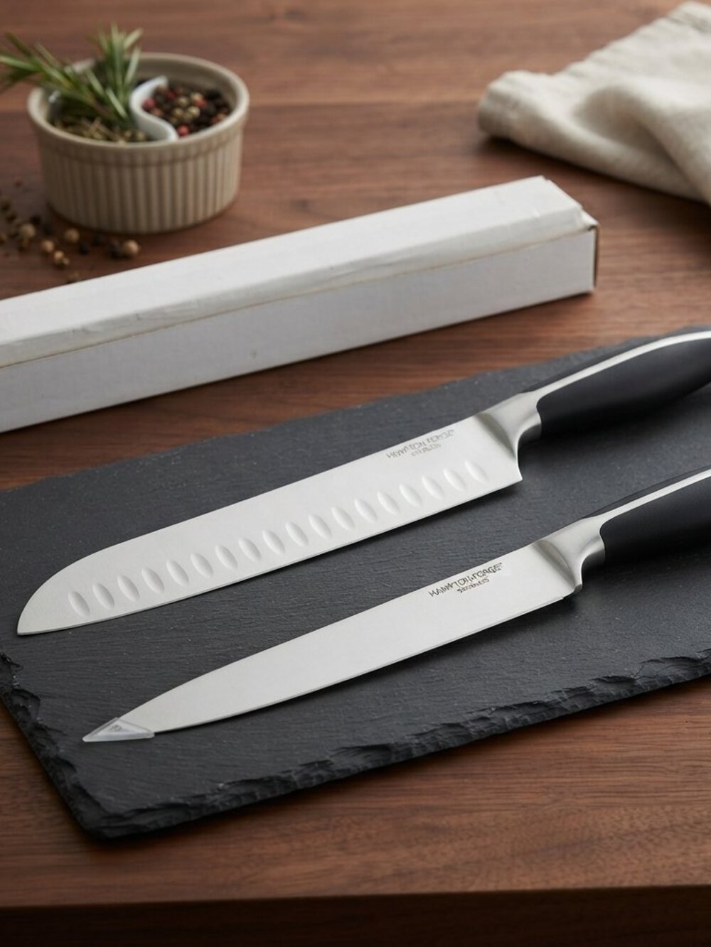 Hampton Forge Carbon Steel, Stainless 8 inch carving & 10 inch slicer knife set
